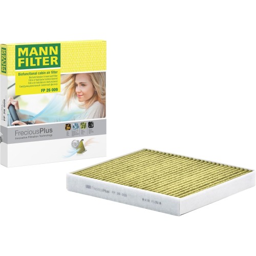 Original MANN-FILTER Interior Filter FP 26 009 – FreciousPlus biofunctional pollen filter – For passenger cars