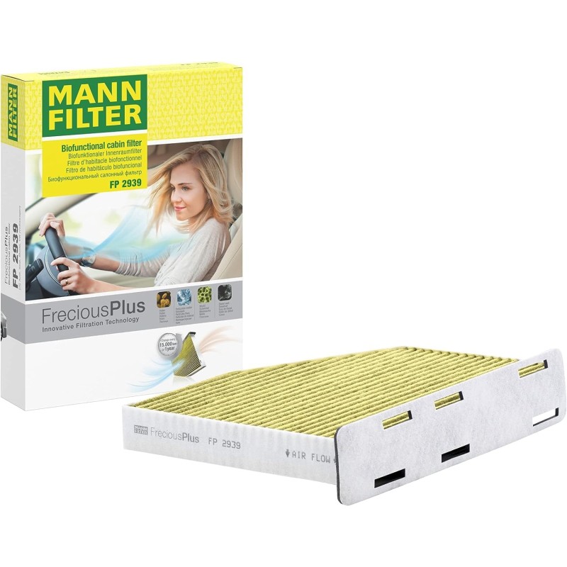 Original MANN-FILTER Interior Filter FP 2939 – FreciousPlus biofunctional pollen filter – For passenger cars