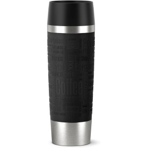 Emsa 515616 Travel Mug Standard design Grande, thermo cup / thermos cup, 500ml, holds 6h hot / 12h cold, 100% leak-proof, leak-proof, Easy Quick-Press closure, 360 ° drink opening, color black