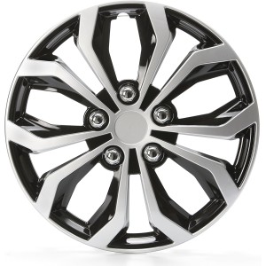 Unitec Daytona Hub Caps 16 Inches Black / Silver, Pack of 4, Black/silver