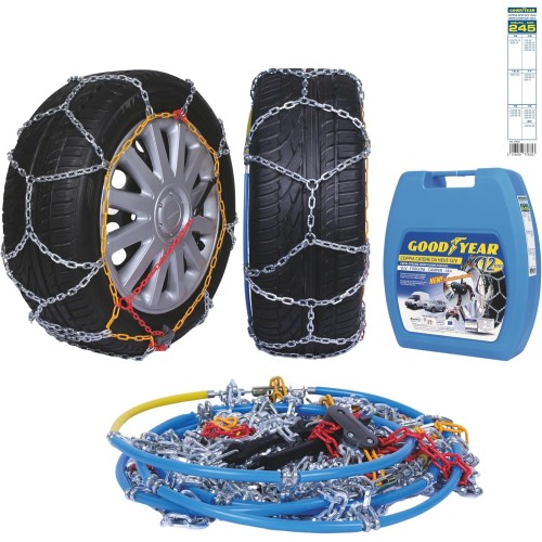 Goodyear 77935 12 mm Snow Chains for SUVs, Vans and Motorhomes with Self-Clamping System, Size 245