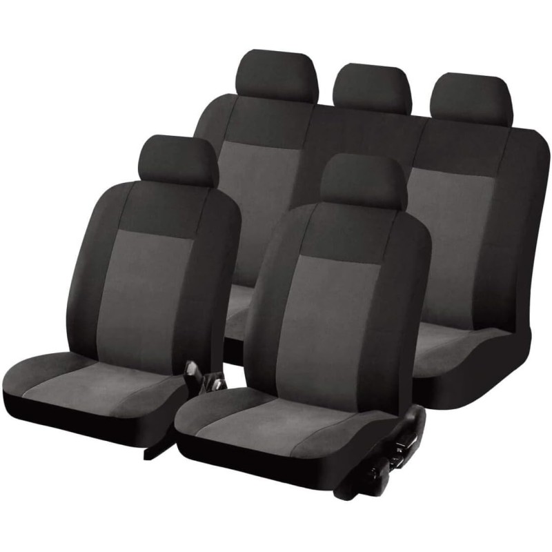 Sumex FUNDBAS Car+ Texas Universal Car Seat Covers, Grey/Black, Set of 11