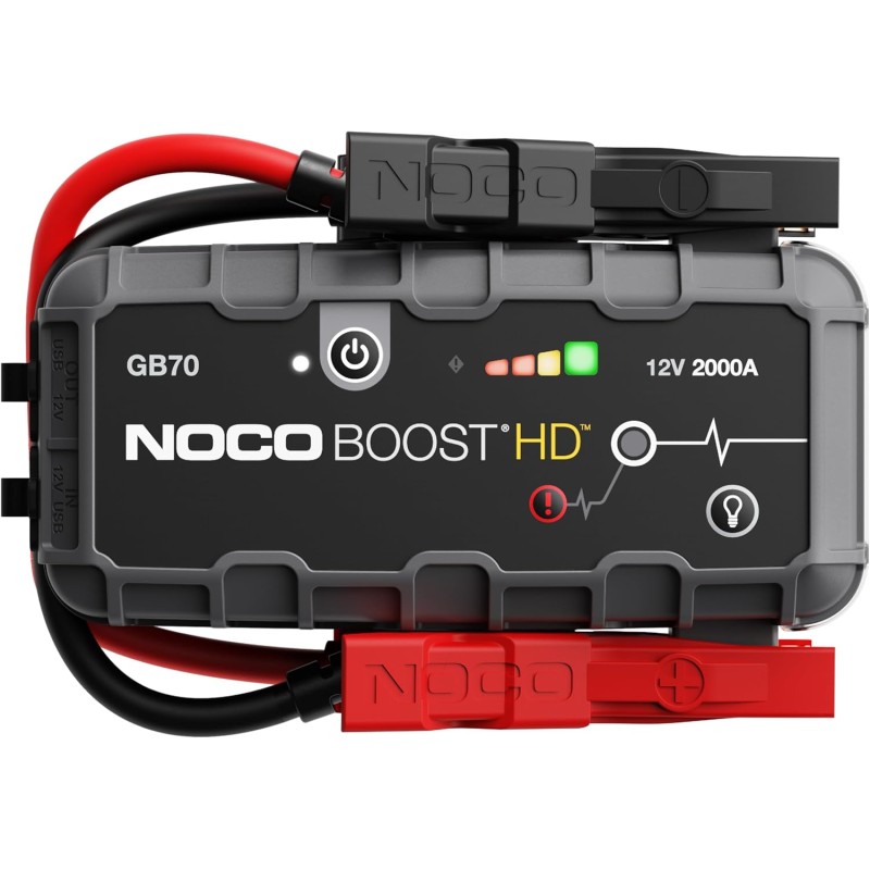 NOCO Boost HD GB70 2000 Amp 12 Volt UltraSafe portable lithium car battery jump starter pack for up to 8 liter petrol and 6 liter diesel engines