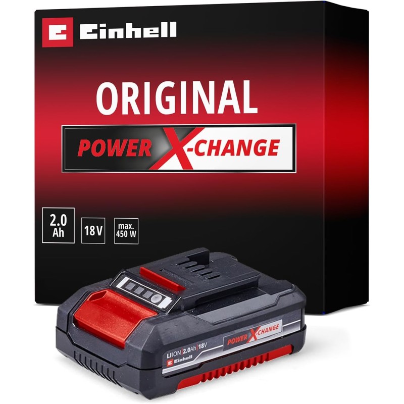 Einhell System Power X-Change Battery (Lithium Ion Battery, 18 V, 2.0 Ah, Suitable for All Power X-Change Devices)