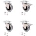 Emuca Set of 4 Swivel Castors for Furniture with Mounting Plate and Ball Bearings, grey, 2036221