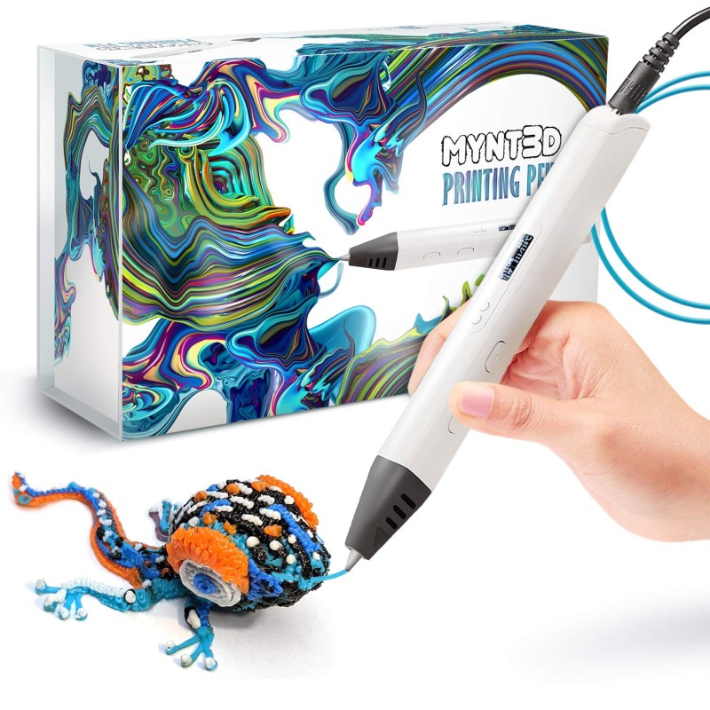 MYNT3D Professional Print 3D Pen with OLED Display, White