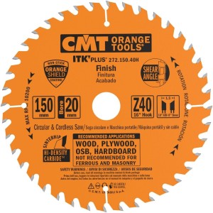 CMT – 272.150.40h – CIRCULAR SAW ITK Plus HW 150 x 1.5 x 20 (+ 16) Z = 40 ATB + Shear