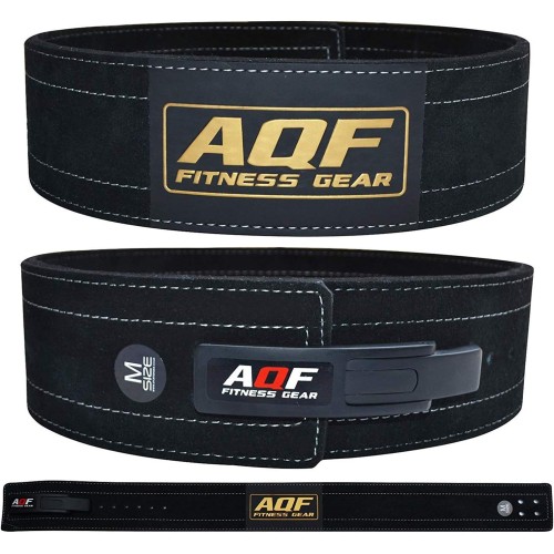 AQF Weight Lifting Belt Lever Buckle, 4 Inch Wide 10 mm Thick Leather Belt - Approved IPL USPA Strength Training Belt, Lifting Belt, Weight Belt for Fitness, Powerlifting