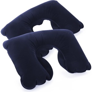 com-four® 2 x Inflatable Neck Support Pillow - Practical Neck Pillow for Inflating - Ideal Travel Pillow for On the Go (Pack of 2, Blue)
