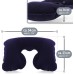 com-four® 2 x Inflatable Neck Support Pillow - Practical Neck Pillow for Inflating - Ideal Travel Pillow for On the Go (Pack of 2, Blue)