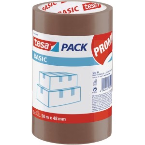 Tesa Basic Pack - 3 Pack of Packaging Tape, Brown