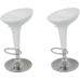 DP Grifería 2 x 1000 – Pack of 2 Bar Stools with Chrome Base and Seat in White (PVC)