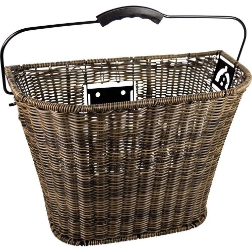 FISCHER Front Bicycle Basket | Removable | Tilt and Turn Lock | Adjustable Angle Load Capacity 5 kg | Braided