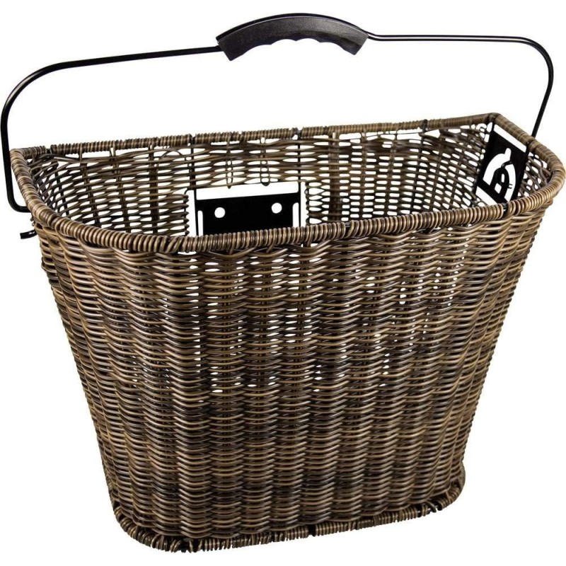 FISCHER Front Bicycle Basket | Removable | Tilt and Turn Lock | Adjustable Angle Load Capacity 5 kg | Braided