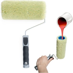 PENNELLIFICIO 2000 | Acrylic Fabric Roller with Integrated Paint Reservoir, Non-Drip for Painting, Interior Walls, Waterpainting, Width 20 cm, Diameter 8.5 cm - Made in Italy