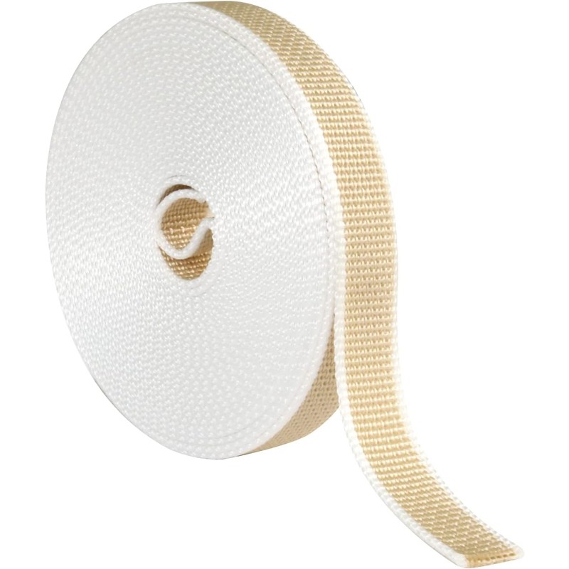 Amig - Roller Blind Winder Tape White Beige Replacement Strap for Reel Reel - Firm and Comfortable to Hold - UV Resistant and Wear Resistant - Dimensions 22mm x 6m