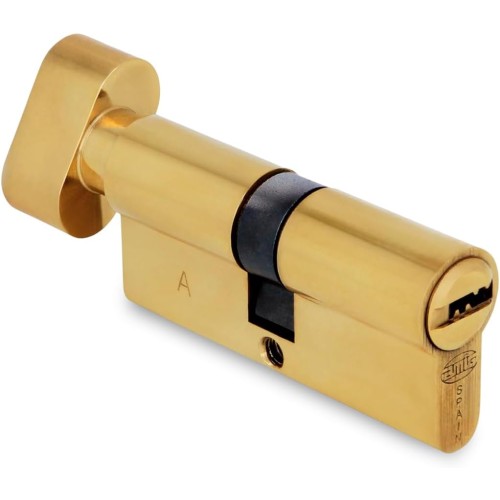 Amig - Security cylinder with rotary knob, door lock, high security cylinder, anti-picking and anti-drill protection, includes 5 keys, polished, dimensions: 70 (30 m - 40 mm)