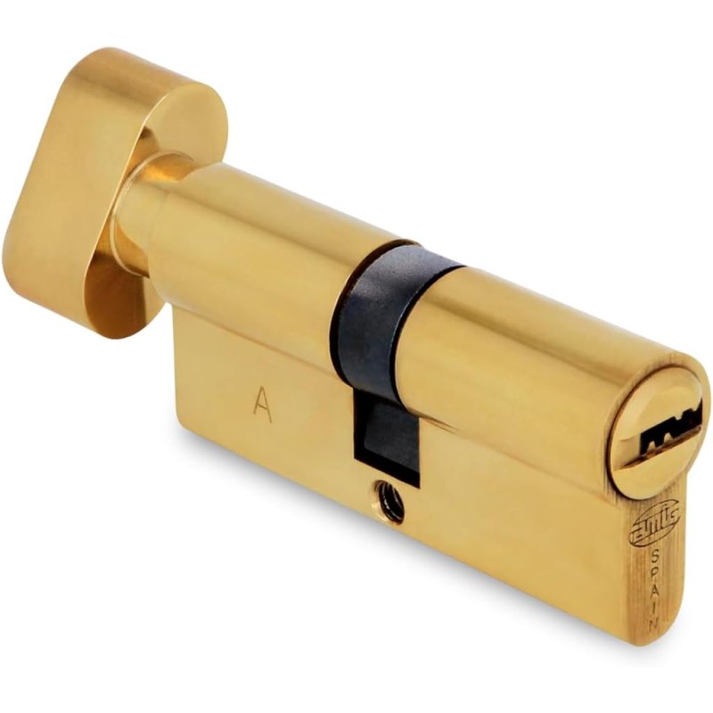 Amig - Security cylinder with rotary knob, door lock, high security cylinder, anti-picking and anti-drill protection, includes 5 keys, polished, dimensions: 70 (30 m - 40 mm)