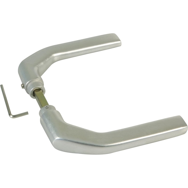 Amig - Silver Aluminium Door Handle Set without Sign Ideal for Interior and Exterior Doors | 130 x 61 mm | Maximum Door Thickness 65 mm | Handle with Functional, Decorative and Modern Door Handle