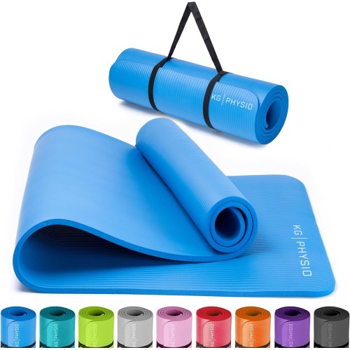 KG Physio non-slip yoga mat with shoulder strap - gymnastics mat for yoga, home training, HiiT and Pilates - fitness mat, sports mat, yoga mat non-slip, 183cm x 60cm x 8mm