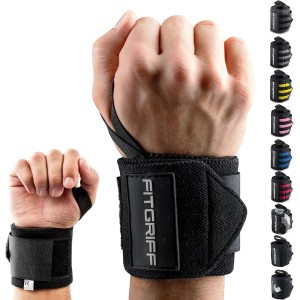 FITGRIFF® Wrist Bandages (Wrist Wraps), 45 cm, Wrist Support for Fitness, Bodybuilding, Weight Training & CrossFit