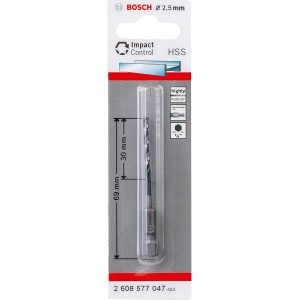 Bosch Professional 1 x Impact Control HSS спирално свредло (за метал, 2,5 x 30 x 69 mm, аксесоари за ударни бормашини)