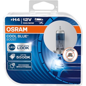 OSRAM COOL BLUE BOOST H4 Halogen Headlight Lamp, 62193CBB-HCB, 12V Passenger Car, Duobox (2 Units)