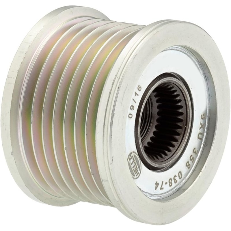 HELLA 9XU 358 038-741 Alternator Freewheel Clutch - Thread Size: M16x1,5 - Number of grooves: 7 - with cap
