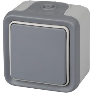 Legrand, 191502 Plexo – Wall Switch - Push-button switch from the Plexo range, waterproof, outdoor, water-resistant (IP55), grey