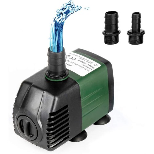 Homvik Water Pump 1500L/H 25W Aquarium Pond Fish Fountain Freshwater Saltwater Circulation with 2 Nozzles 2M Height