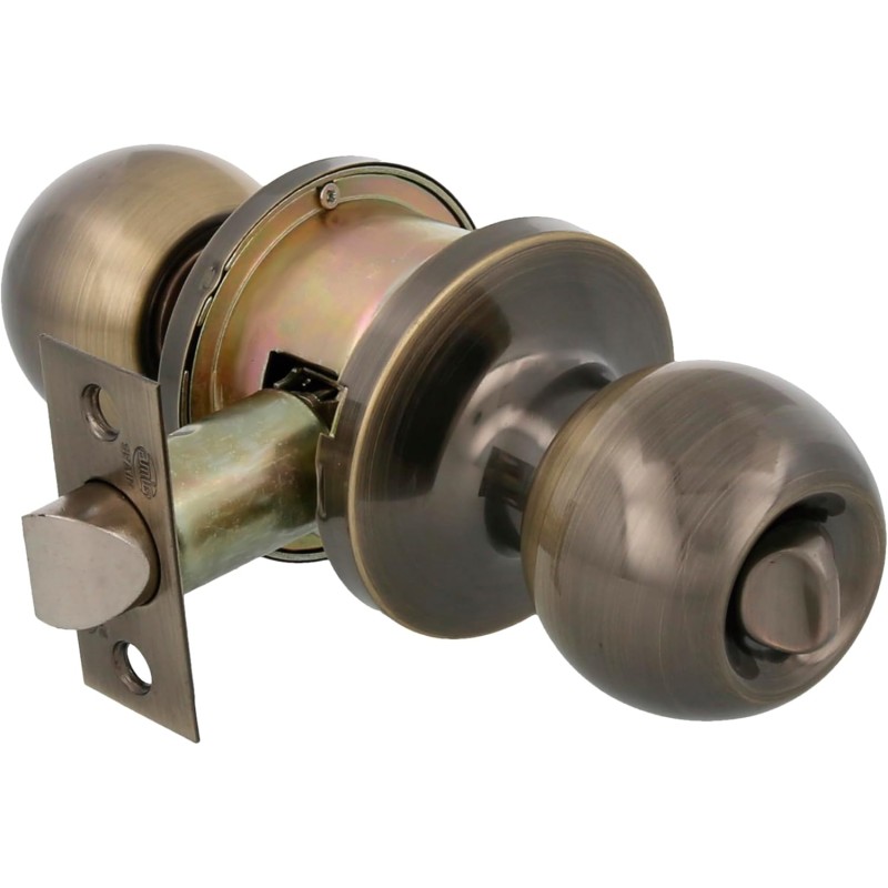 Amig - Knob Ball Set | Emergency System from Outside and Locking from Inside | Mortice Lock 60/70 mm | Square Edge | Brass | Matte Gold | For 35 to 45 cm Thick Doors