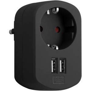 Combi Adaptor 16A + 2x USB 3.15A Simon Black