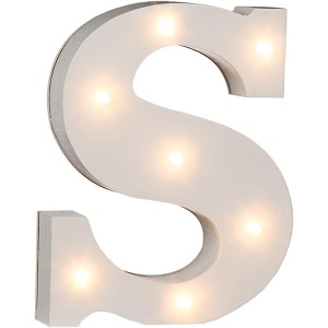 OOTB Illuminated Letter S Light with 7 LED, Wood White