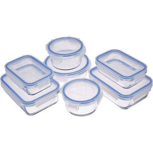 AmazonBasics - Food containers made of glass for food, with lid, 7-piece set
