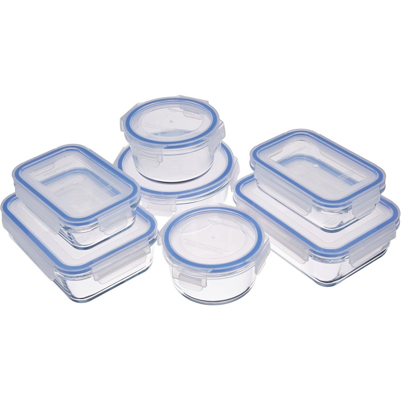 AmazonBasics - Food containers made of glass for food, with lid, 7-piece set
