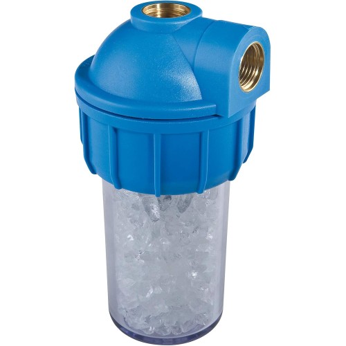 Anti-limescale filter heaters. Box contents: filter housing and polyphosphate stone filling. Prevents limescale deposits in boilers, pipes and heaters. Bbagua.