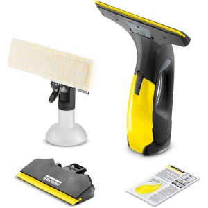 Kärcher Battery Window Vacuum Cleaner WV 2 Black Edition (Battery Life: 35 min, LED-Charge Status Display, 2 Suction Nozzles, Spray Bottle With Microfiber Cover, 20 ml Window Cleaner Concentrate