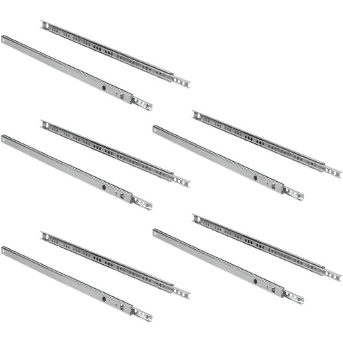 Emuca 3009205 Partial Extension Roller Bearing Runners/Slides for Drawer, Zinc Plated, 5 pairs-374 mm, Set of 10 Pieces