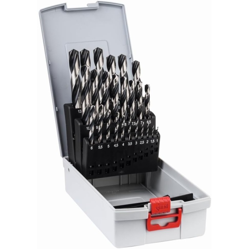 Bosch Professional 25 pcs. HSS PointTeQ Twist Drill Bit Set (for Metal, ProBox, Drill Driver Accessory), Pack of 19