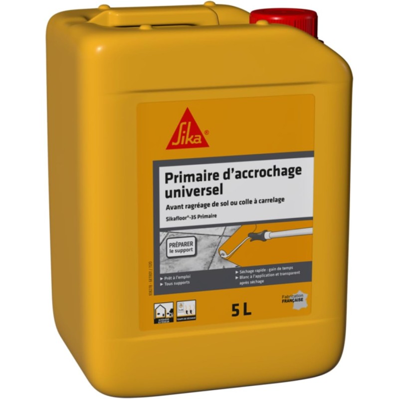 SIKA - Universal hanging primer - Sikafloor 35 Primer - Before leveling floor or tile glue - Ready to use - Multi-media - Quick drying - Wall and Floor Indoor/Outdoor - 5L