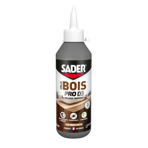Sader Vinyl Wood Glue Pro D3 - Лепило за сглобяване на дърво и фурнир - Лепило D3 - За закрити вътрешни и външни дърводелски изделия - Лепило за мокро дърво - Прозрачно - Бутилка 250 г