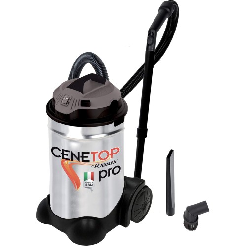 Ribimex PRCEN014PRO Cenetop Pro Professional Ash Vacuum Cleaner 1200W-30L with Automatic Filter Cleaning, Grey/Black