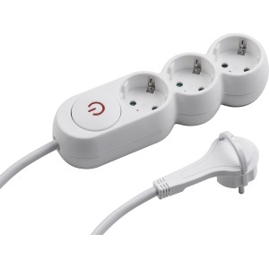 Meister 7430130 3-Way Socket Strip - Extra Flat Plug - 1.4 m Cable - White IP20 Indoor - Illuminated Switch / Multiple Socket with Child Protection / flat plug connector strip, white, 7430130