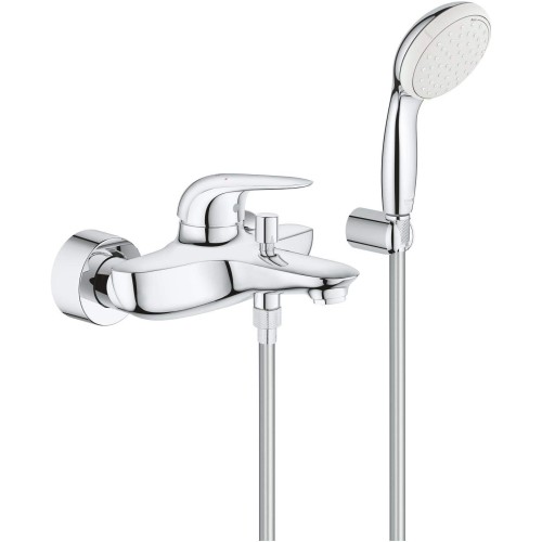 GROHE Einhebel-Wannenbatterie Eurostyle 23729 mit Wandhalterset Hebel geschl. chrom