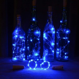uhat® Pack of 6 Bottle Cork Light 15 LED Bulbs Lighting Copper Wire String Lights Dinner Lights for Bottle Party DIY Indoor Outdoor Blue