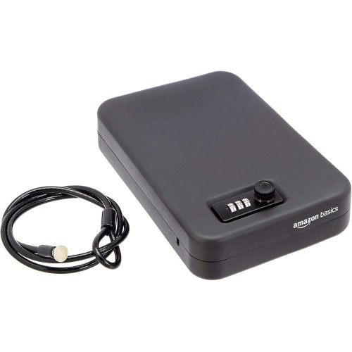 Amazon Basics portable security box with combination lock, large.