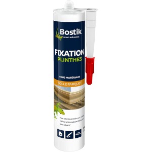 Bostik Fixing Glue for Plinth in Wood, PVC and Medium – Acrylic Parquet Sealant Glue – Indoor Use – Immediate Setting – Solvent Free – White – Cartridge 310 ml