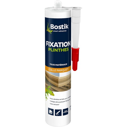 Bostik Fixing Glue for Plinth in Wood, PVC and Medium – Acrylic Parquet Sealant Glue – Indoor Use – Immediate Setting – Solvent Free – White – Cartridge 310 ml