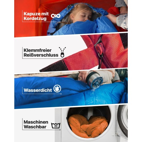 MalloMe спален чувал за възрастни и деца, спален чувал, зимен, спални чували, спален чувал за къмпинг, спален чувал-одеяло, зимен спален чувал, лек, преносим, топъл, одеяло