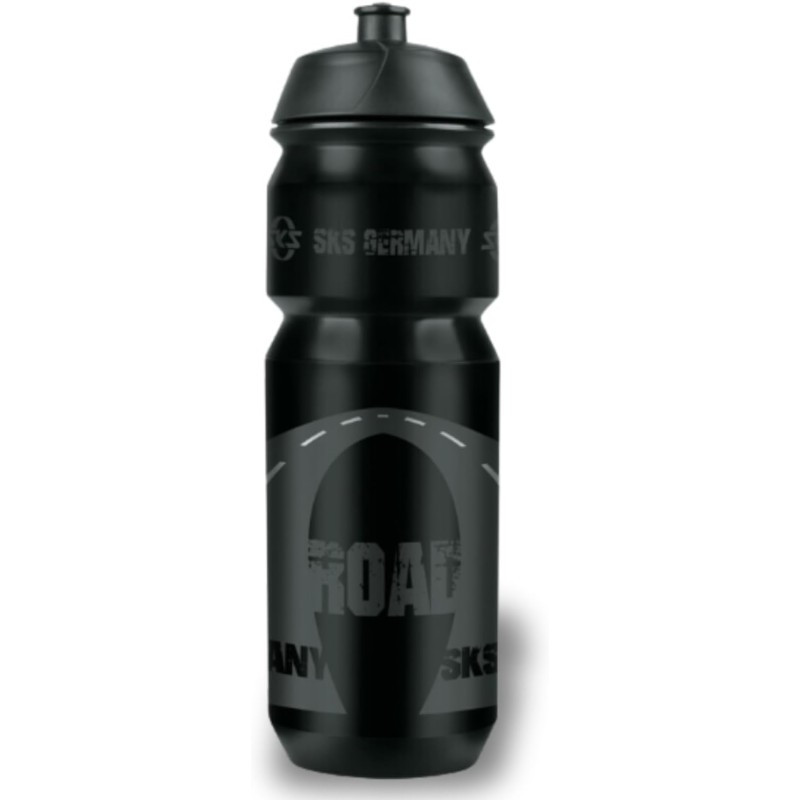 SKS Germany Road Bottle, Water Bottle in Cool Road Design, Bicycle Accessories for All Standard Bottle Holders, Leak-proof Push-Pull Valve, Ergonomic Shape, Removable Lid